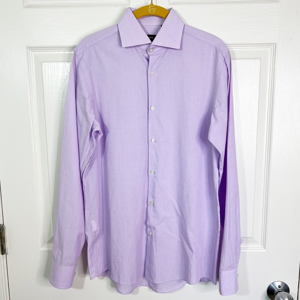 Hugo Boss Sharp Fit Lavender Long Sleeve Button Down Shirt Size 15